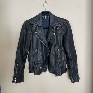 Topshop Lucky Leather Biker Jacket US 2